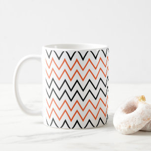 Taza De Café Naranja Negro Chevron Zigzag