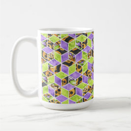 Taza De Café Naranja NEGRO GREEN PURPLE HALLOWEES CUBES