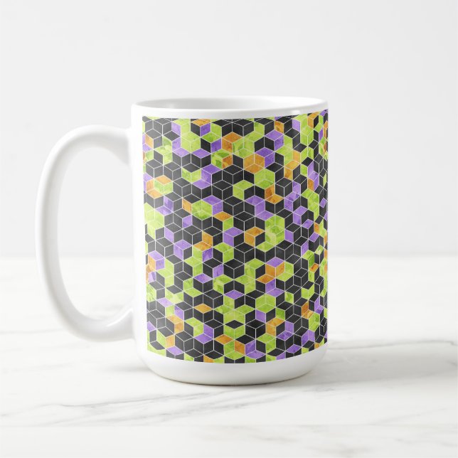 Taza De Café Naranja NEGRO GREEN PURPLE HALLOWEES CUBES (Izquierda)