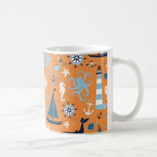 Taza De Café Naranja oceánico náutico