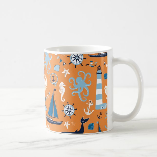 Taza De Café Naranja oceánico náutico (Derecha)