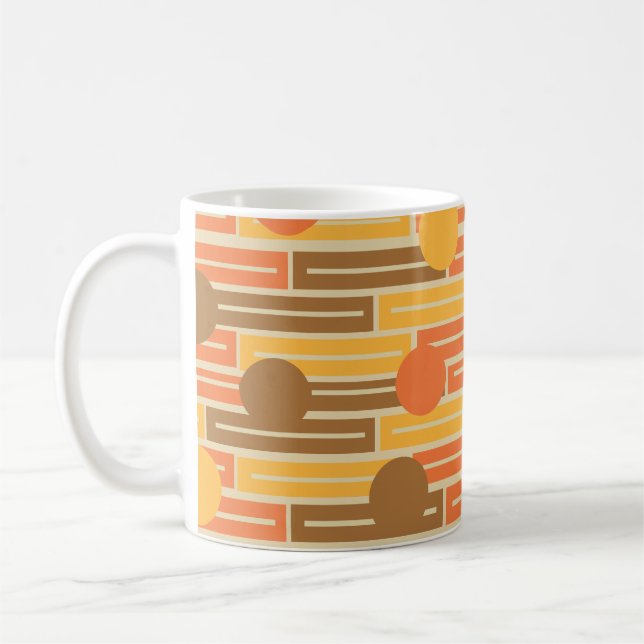 Taza De Café Naranja, oro, Rectángulos marrones y Círculos Café (Izquierda)