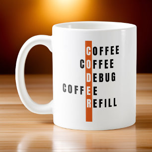 Taza De Café Naranja personalizado Coffee Debug Refill Coder