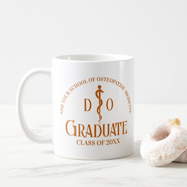 Taza De Café Naranja personalizado Licenciado en medicina osteo (Con donut)