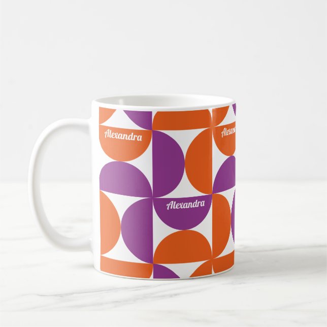 Taza De Café Naranja personalizado y morado del siglo medio mod (Izquierda)