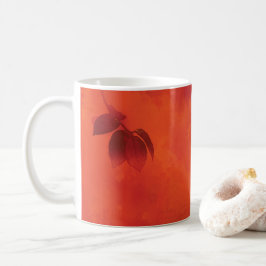 Taza De Café Naranja quemado Persimmon Abstrato de hojas otoño