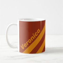 Taza De Café Naranja Retro Óxido Tres Franjas con Nombre
