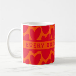 Taza De Café Naranja retro y corazones rojos groovy