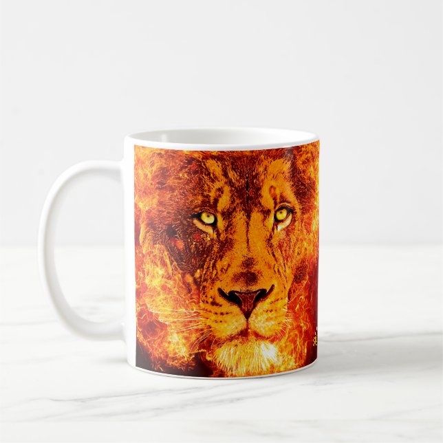 Taza De Café Naranja Rojo llama a León de Judá (Izquierda)