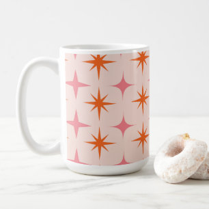 Taza De Café Naranja rosa de patrón de estrenos retro de mediad