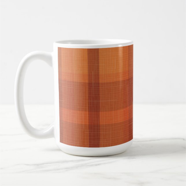 Taza De Café Naranja Rústico Otoño Otoño Tartán (Izquierda)