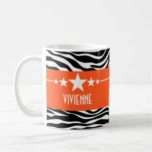Taza De Café Naranja Sassy Star Zebra Mug
