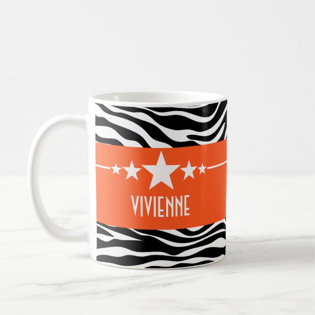 Taza De Café Naranja Sassy Star Zebra Mug (Izquierda)