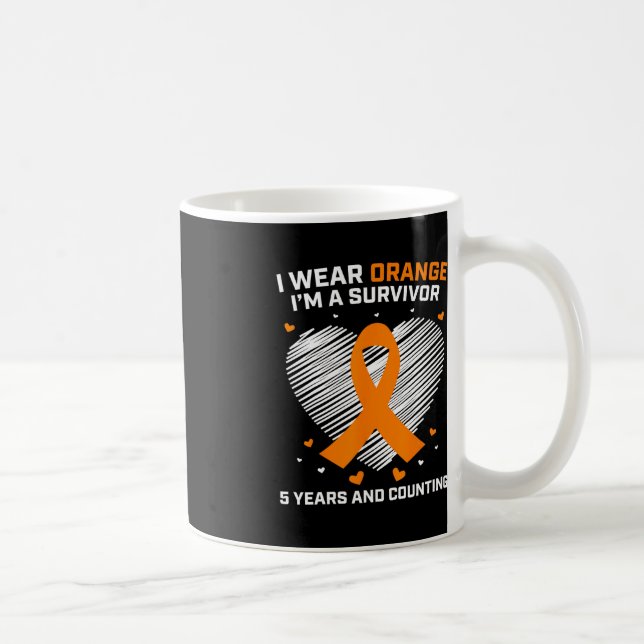 Taza De Café Naranja Sobreviviente de leucemia Regalos 5 años g (Derecha)