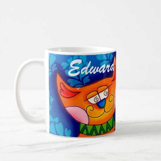 Taza De Café Naranja sonriente Tabby Cat (Izquierda)