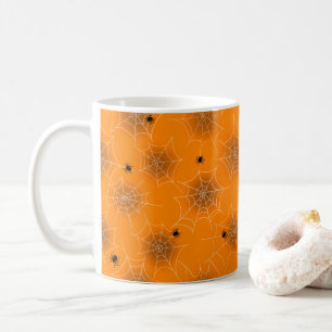 Taza De Café Naranja Spider Web Halloween Café Mug