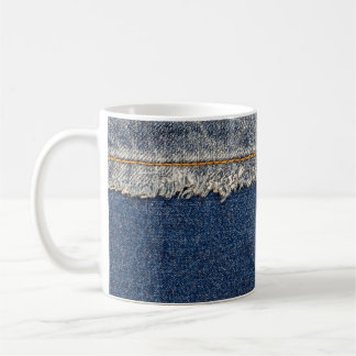 Taza De Café Naranja Stitch, Parche De Doble Denim.