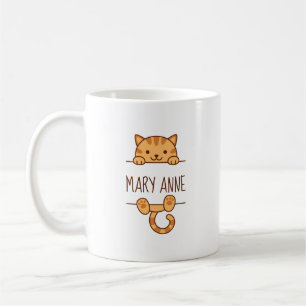 Taza De Café Naranja Tabby Cat Buscar detrás del nombre persona