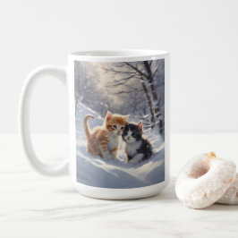 Taza De Café Naranja Tabby Gris y Gatos Blancos
