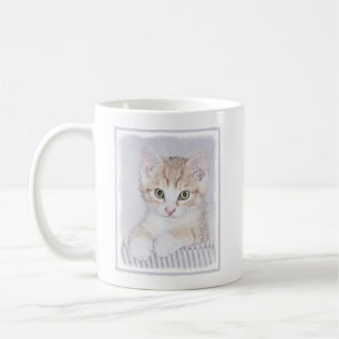 Taza De Café Naranja Tabby Kitten Pintura - Arte Gato Original