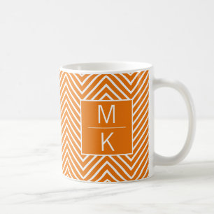 Taza De Café Naranja Thin Chevron Square Splitter Monogramado