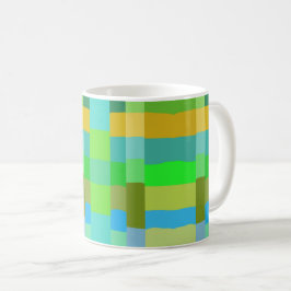 Taza De Café Naranja Verde Azul Púrpura Patrón Crema Resumen
