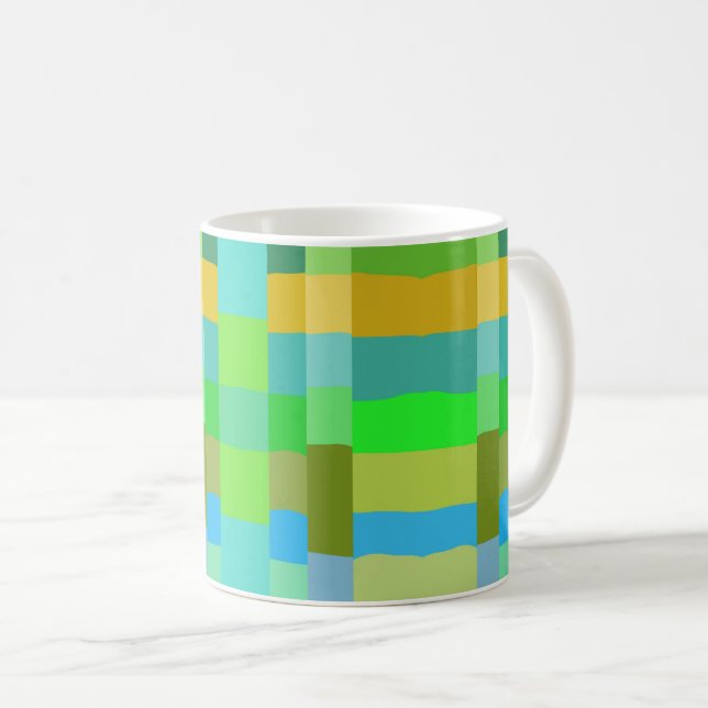 Taza De Café Naranja Verde Azul Púrpura Patrón Crema Resumen (Anverso derecho)