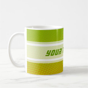 Taza De Café Naranja verde del patrón de puntos divertidos + tu