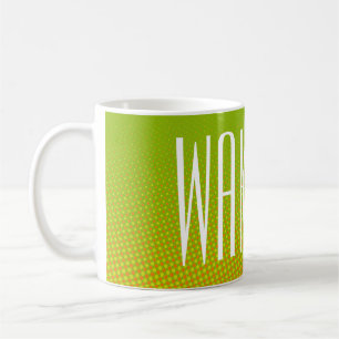 Taza De Café Naranja verde del patrón de puntos divertidos + tu