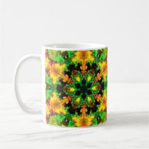 Taza De Café Naranja verde hippie psicodélico y amarillo