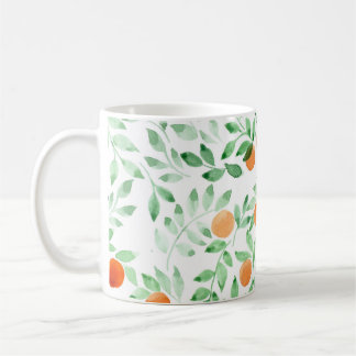 Taza De Café Naranja verde Tangerine Provence acuarela