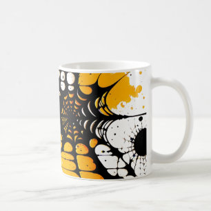 Taza De Café Naranja web araña y hongo negro de Halloween