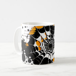 Taza De Café Naranja web Spider y tazón de tinta negra