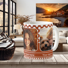 Taza De Café Naranja White Polka Dots Foto de la familia Mug