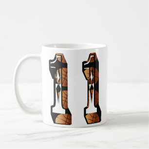 Taza De Café Naranja Y Baloncesto Negro Número 11,