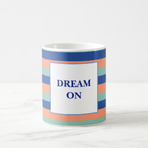 Taza De Café Naranja y franjas azules