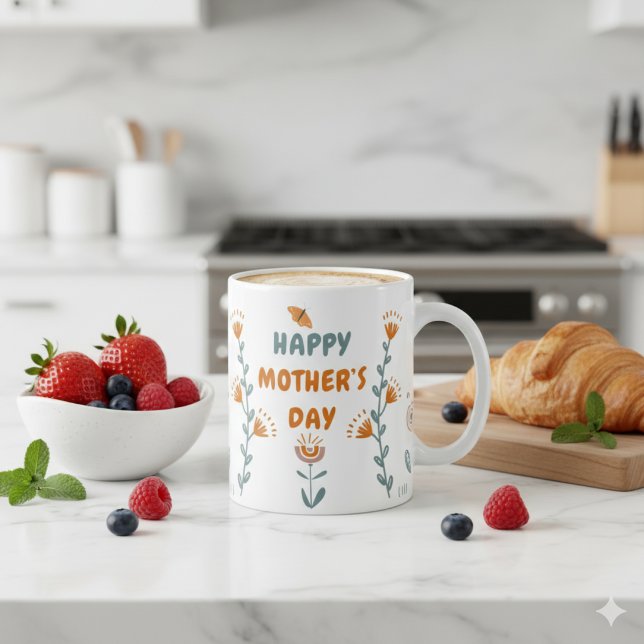 Taza De Café Naranja y Green Simple Mother's Day Personal Mug (Subido por el creador)