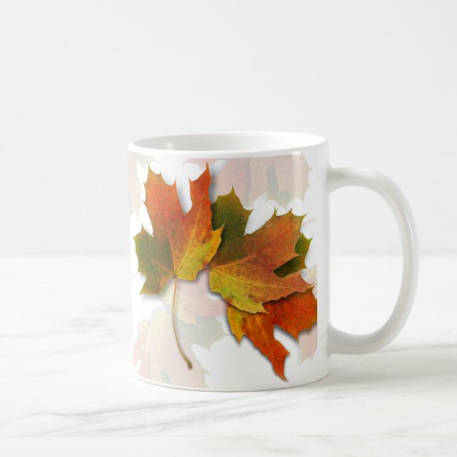 Taza De Café Naranja Y Hojas De Otoño De Oro (Derecha)