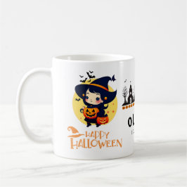 Taza De Café Naranja Y Nacimiento De Halloween Negro