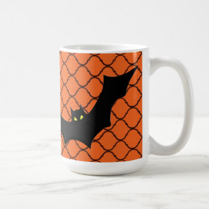Taza De Café Naranja y negro Bat Mug