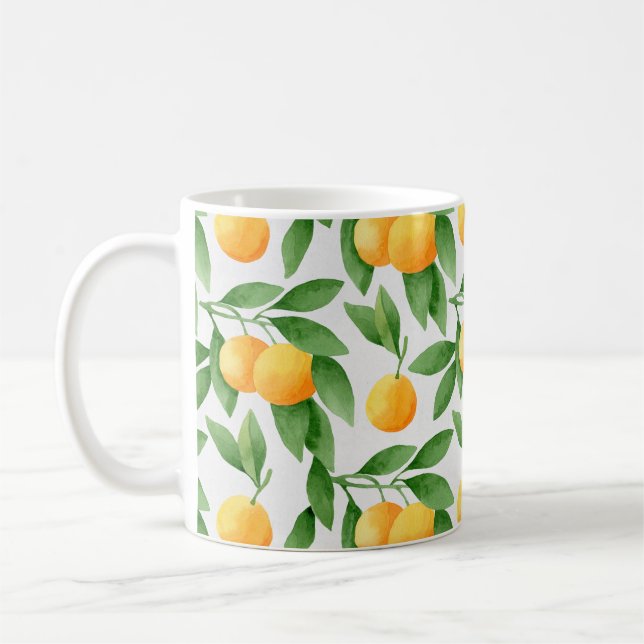 Taza De Café Naranjas acuarelas o patrones de mandarinas (Izquierda)
