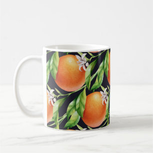 Taza De Café Naranjas de acuarela: Patrón sin foco de cítricos