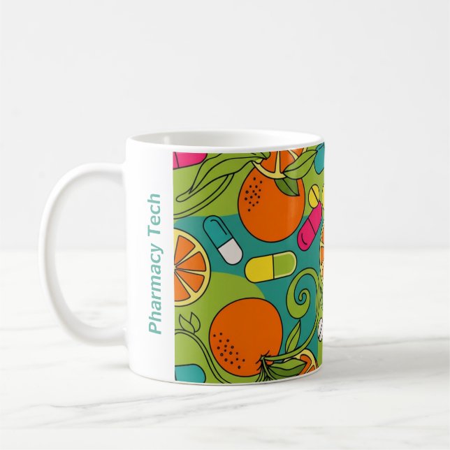 Taza De Café Naranjas de farmacia personalizada Mug Retro (Izquierda)