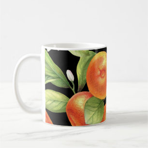Taza De Café Naranjas de mano desatada: Ilustracion floral.