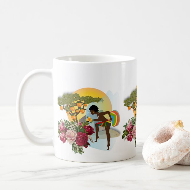 Taza De Café Naranjas florales africanas mug (Con donut)