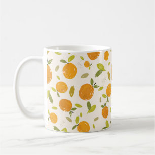 Taza De Café Naranjas pintados a mano fruta diseño de patrones