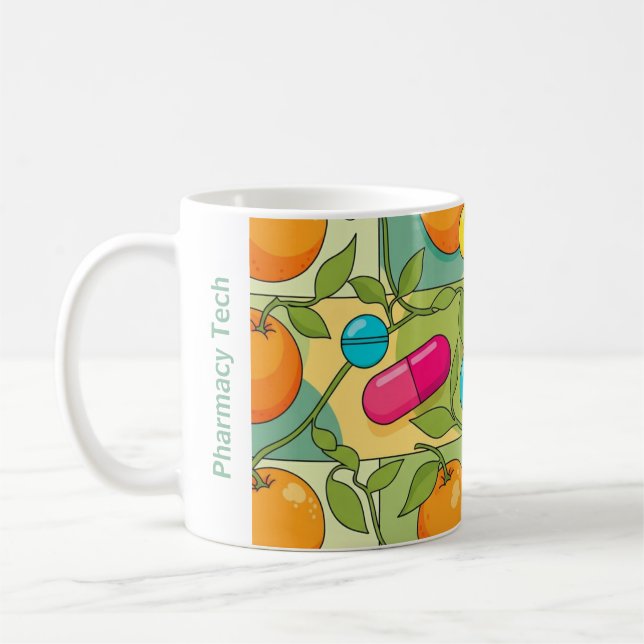 Taza De Café Naranjas y vinos de la farmacia personalizada (Izquierda)