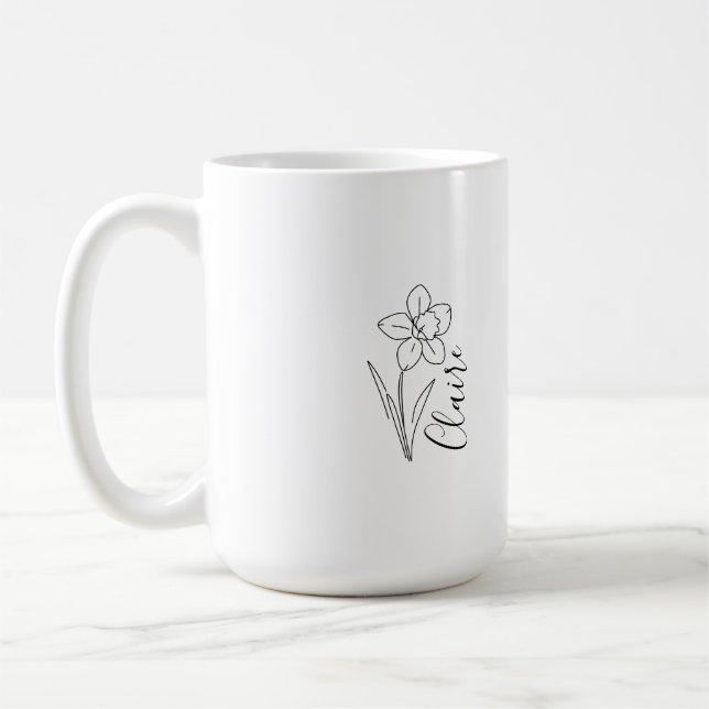 Taza De Café Narciso de marzo flor de nacimiento personalizada  (Izquierda)