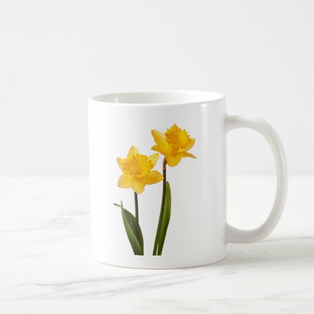 Taza De Café Narcisos amarillos de la primavera en blanco (Derecha)
