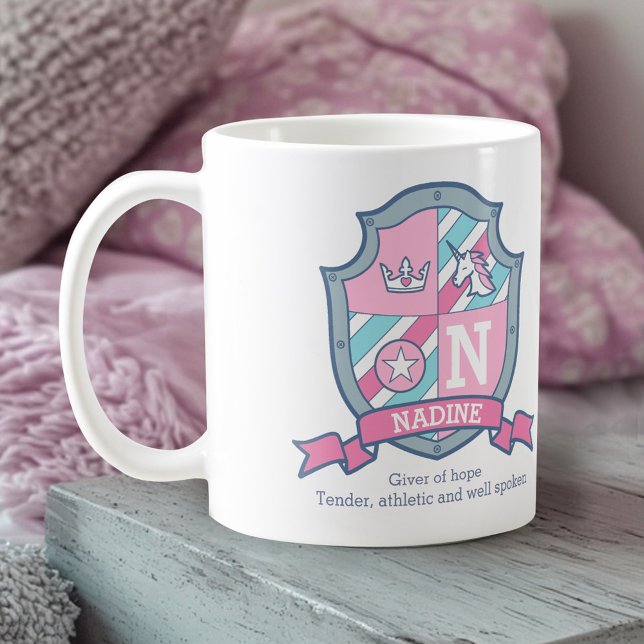 Taza De Café Nardine princess crest pink aqua blue name meaning (Subido por el creador)